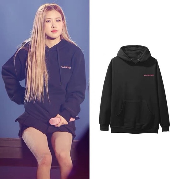 Unbranded Tops - SOLD! KPOP BLACKPINK Rose Black Pullover Hoodie Size S